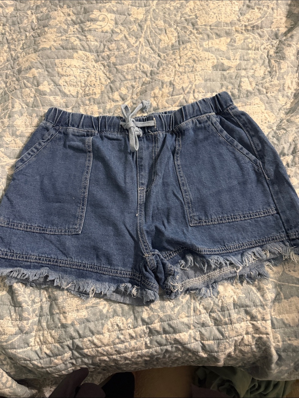 Casual Blue Denim Drawstring Women’s Shorts